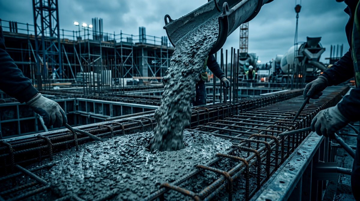 Illustration : coulage de béton sur un chantier